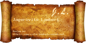 Jagerovits Lambert névjegykártya